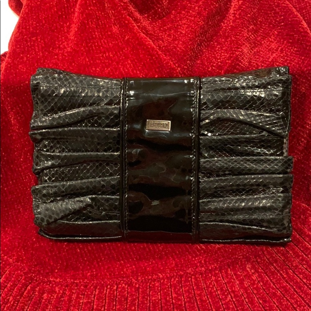 Black patent leather clutch